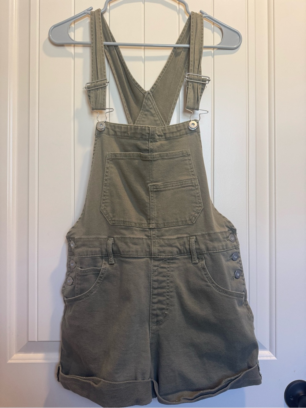 No Boundaries Olive Green Short Overalls